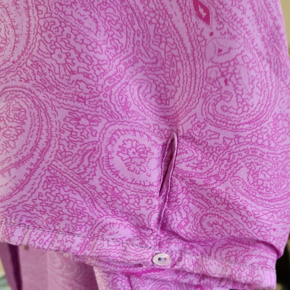 ICE Women's 100% Silk Blouse Purple Paisley Button Down Top Size 18 - Picture 3 of 4